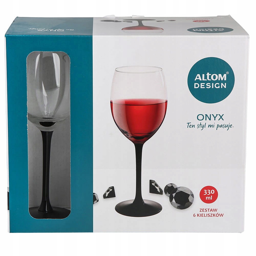 ONYX KOMPLET 6 KIELISZKÓW WINO CZERWONE 330ML