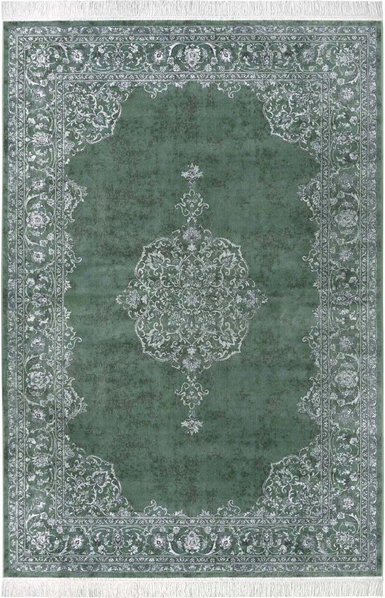 Koberec 160x230 do obývacího pokoje, klasický zeleno krémový vzor