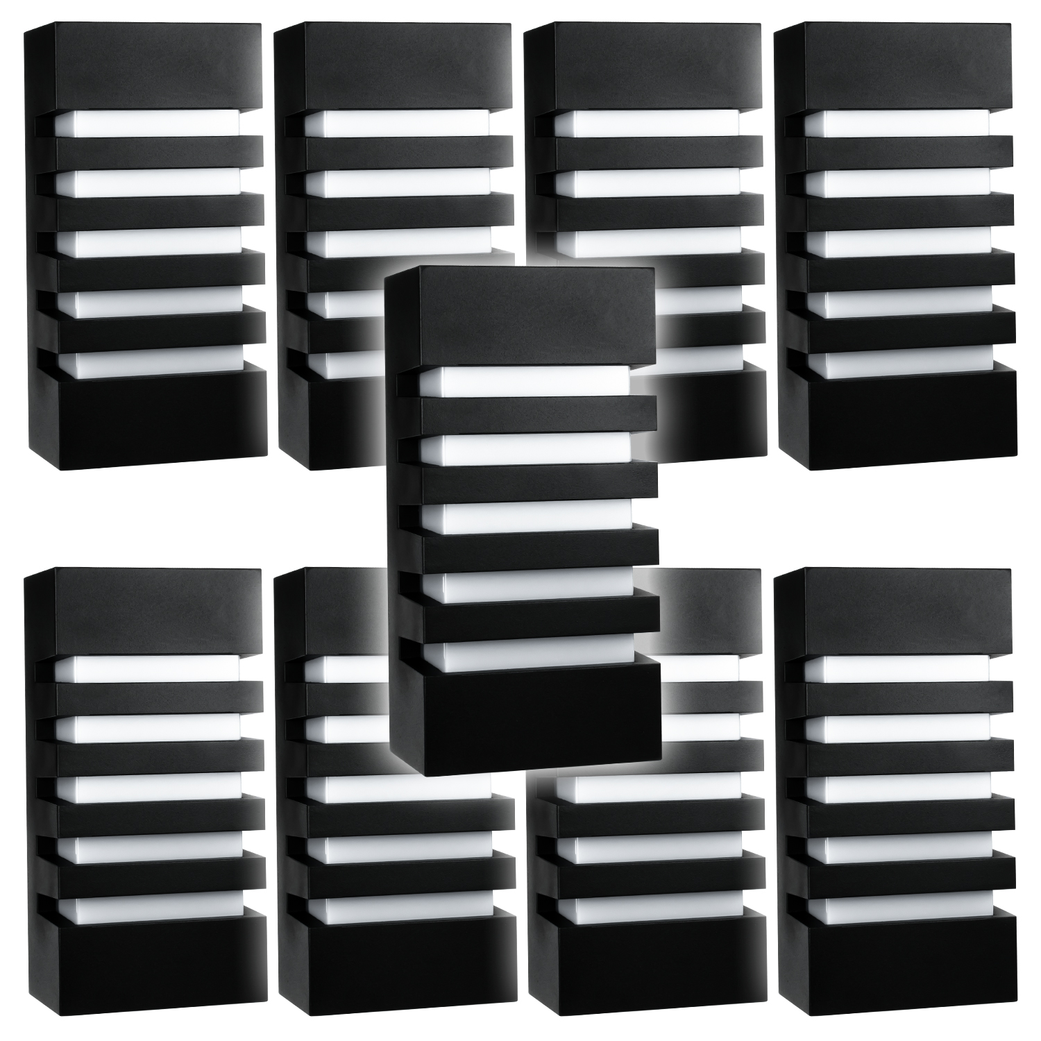 9x Venkovní Fasádní Lampa Černá Hliníková Nástěnná Lampa E27 IP55