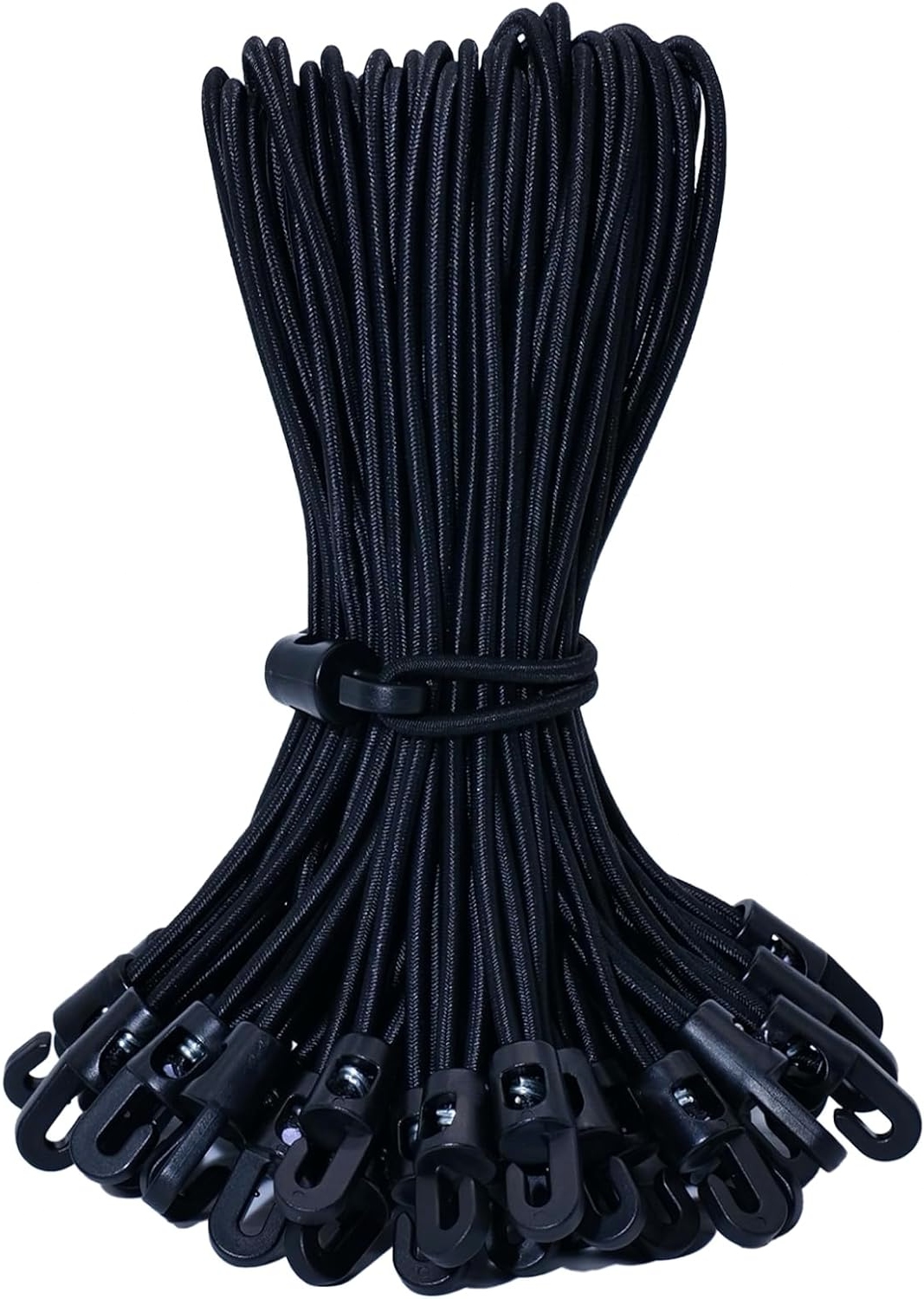 GUMOWE TAŚMY Z HAKIEM 25 CM DO PLANDEK I PAWILONÓW CZARNE