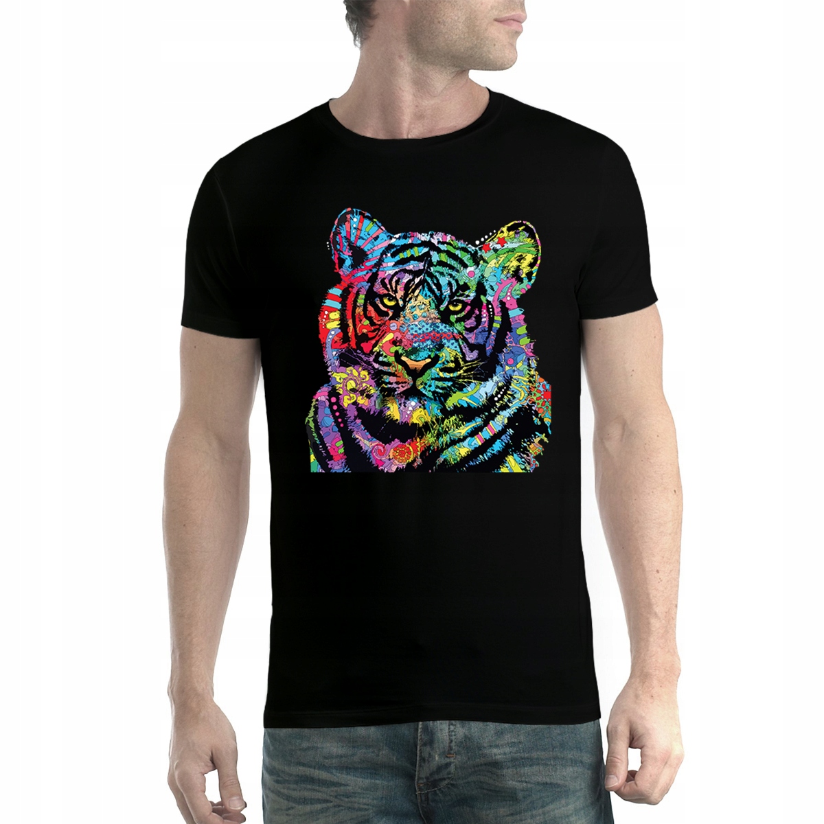 

Tygrys T-shirt Męski Czerń 5XL