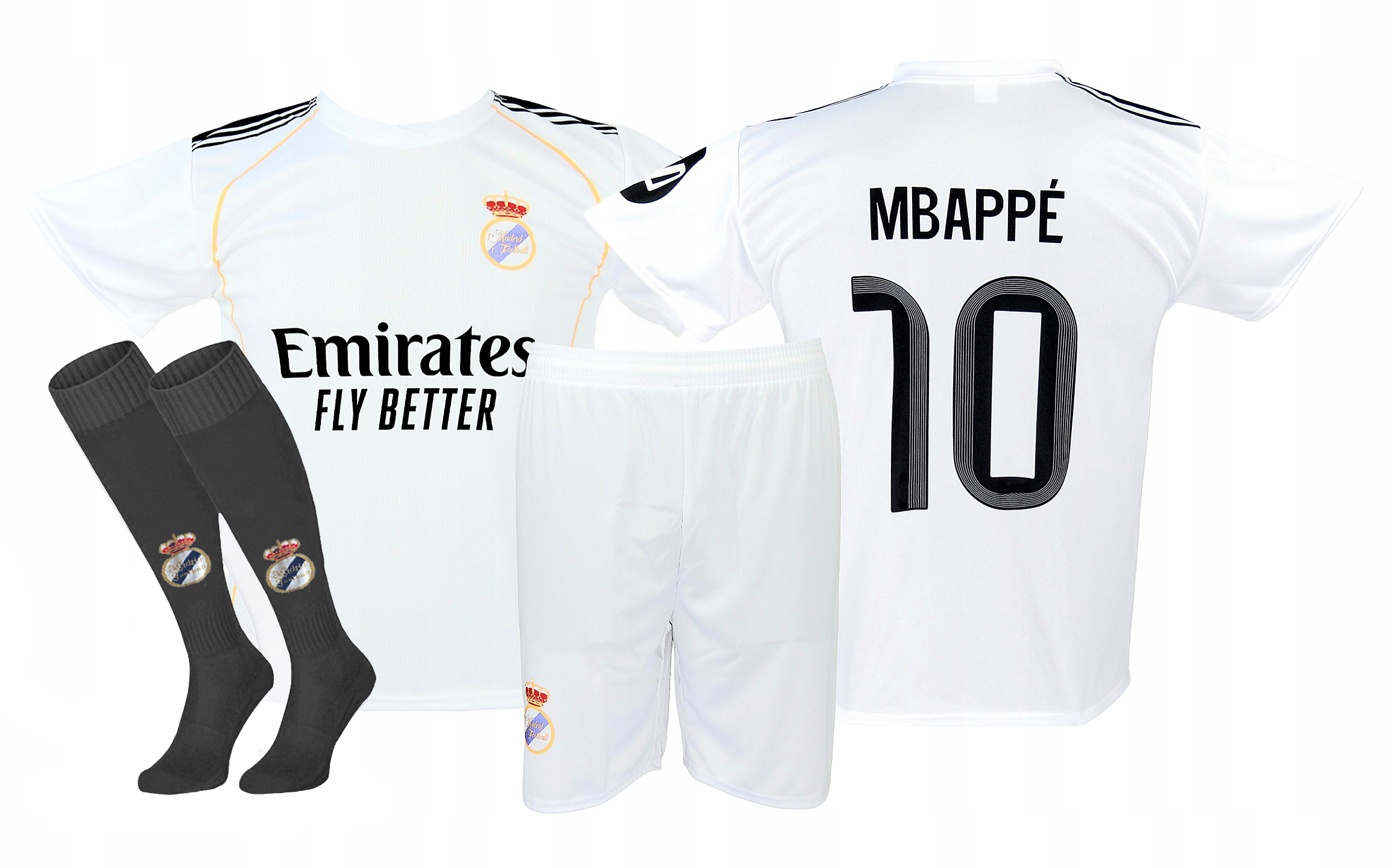 Nr 10 strój piłkarski sportowy koszulka spodenki getry Biały roz. 134