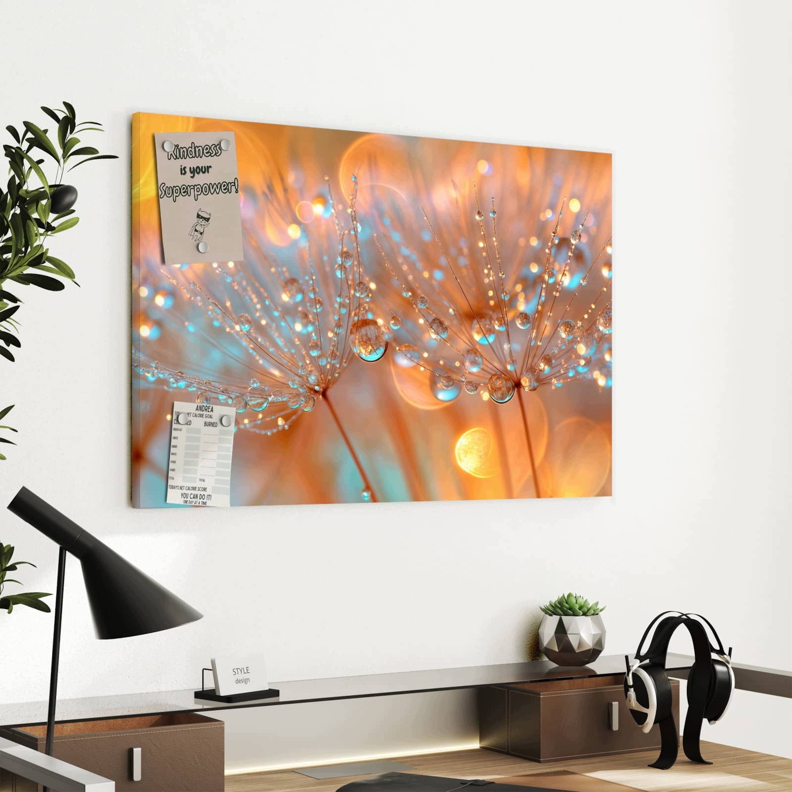 Magnetická tabule Pampelišky Kapka 60 × 40 cm
