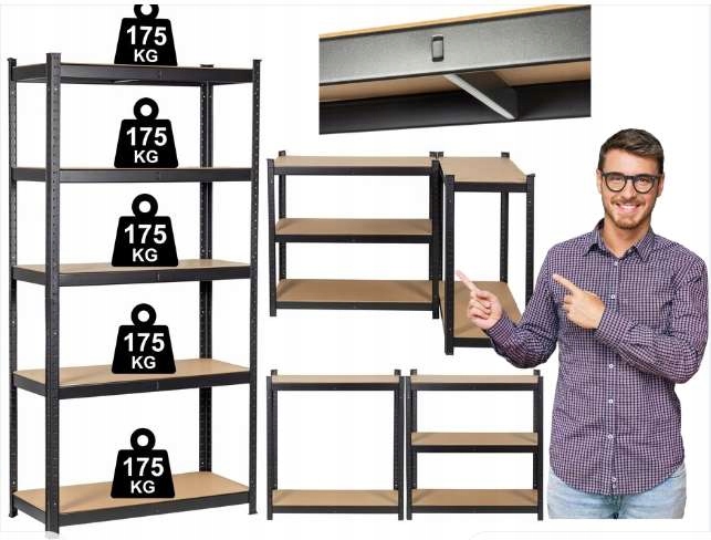 Regał metalowy lakierowany 180x90x30 Czarny loft do Biura Garażu Piwnicy