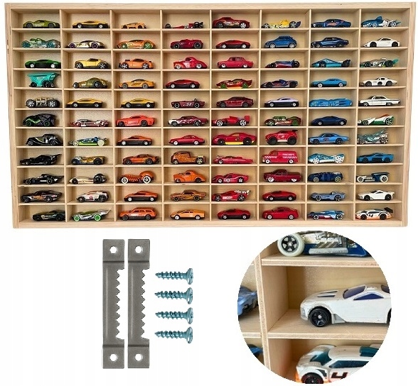 Police na autíčka 88 Míst pro angličáky Regál s překližkovými přihrádkami