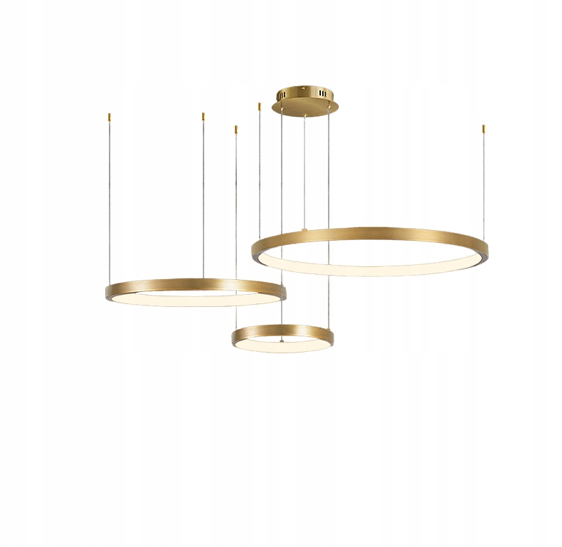 Złoty żyrandol Silva lampa na linkach Wobako Led okręgi ring 20/40/60cm