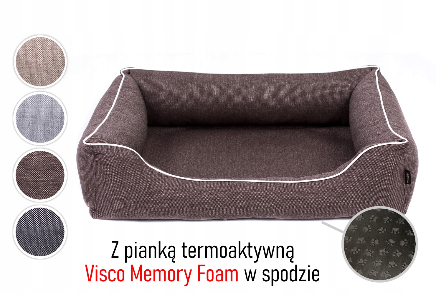 Legowisko dla psa Sofa Ma Ortopedyczne 65x50 brąz/biały Produkt Pl