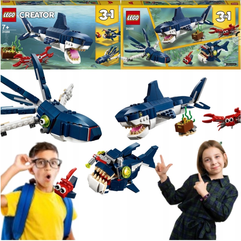 Klocki Lego 3 W 1 Creator Morskie Stworzenia Rekin Krab Kalamarnica Zestaw
