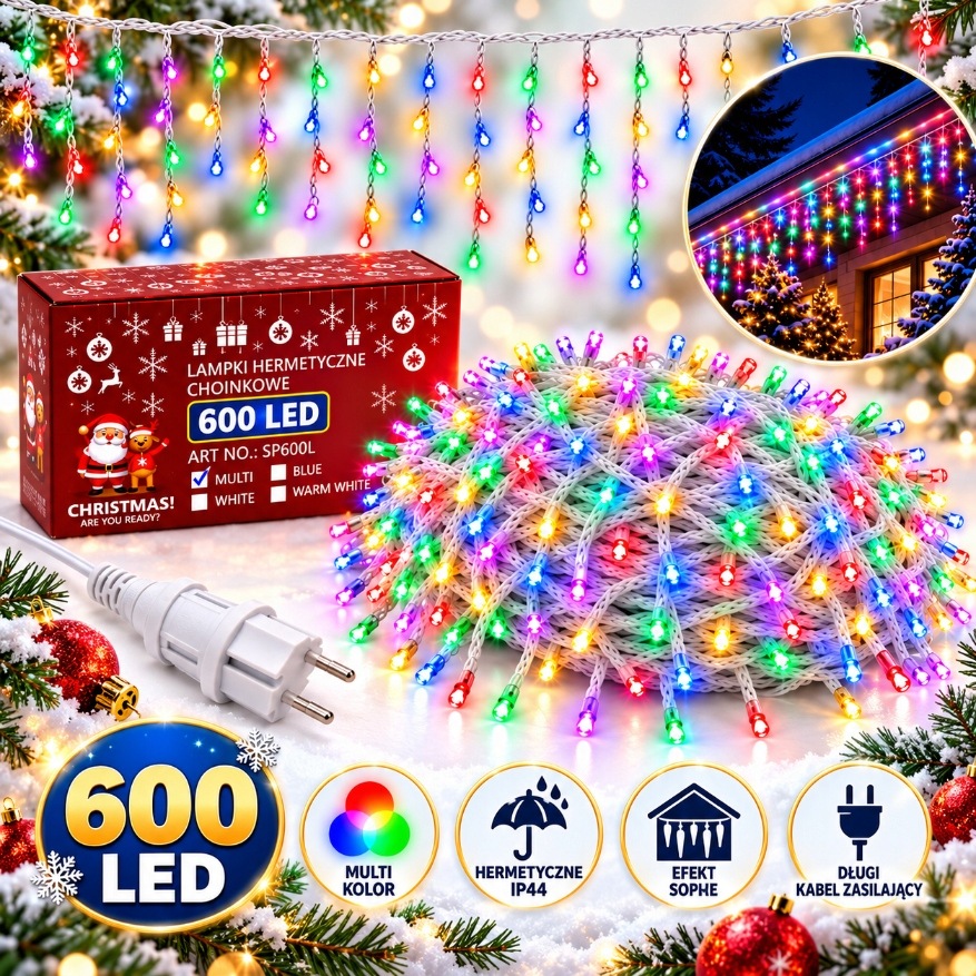 Vánoční osvětlení Rampouchy 600 Led 31,5 m Multicolor Flash Venkovní IP65