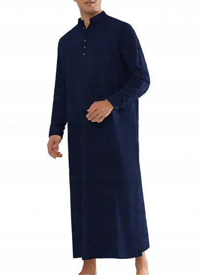 Dlouhá Pánská Noční Košile S Dlouhým Rukávem A Zapínáním Na Knoflíky, Tunika Bavlna 3XL