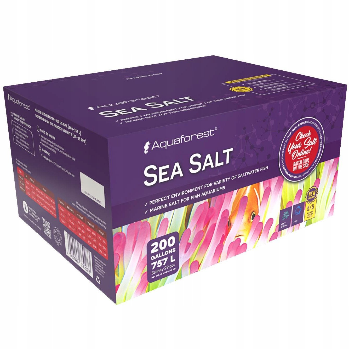 Levně Mořská Sůl Do Mořského Akvária Box Sada 5X5 Kg Reef Salt Af