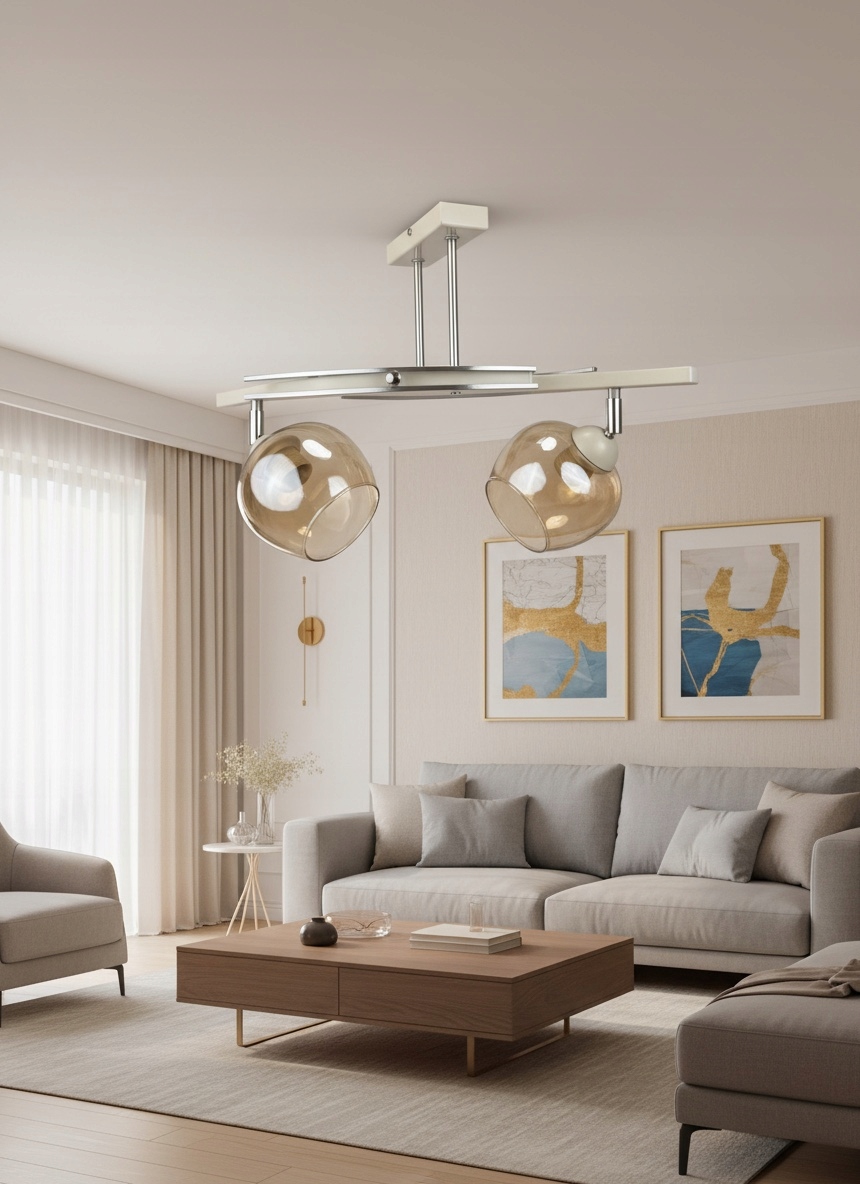 Stropná Lampa Luster Fiona 2 Béžová 2x E27 Euro-lamp Medová Tienidlo