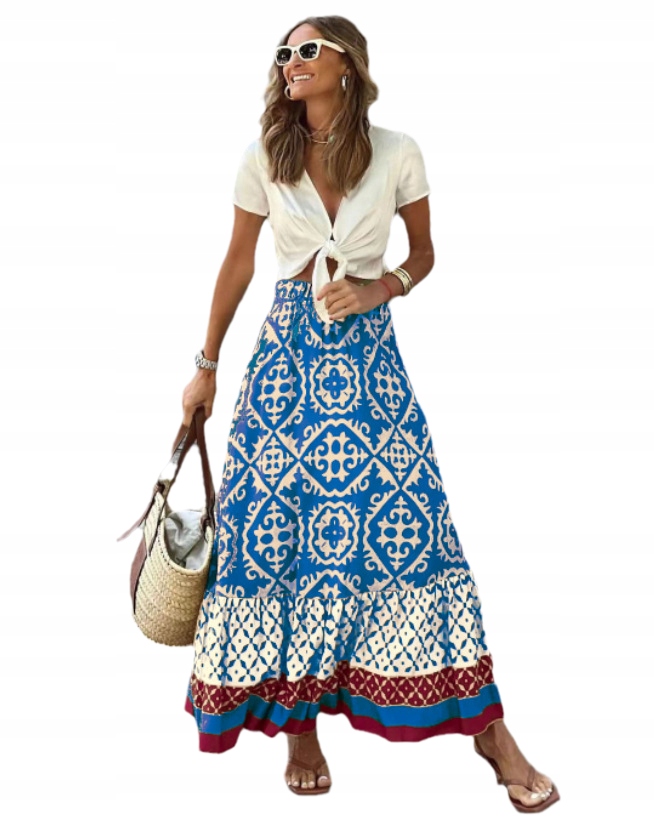 ZWIEWNA DŁUGA SPÓDNICA MAXI DO KOSTEK BOHO DAMSKA Płeć kobieta