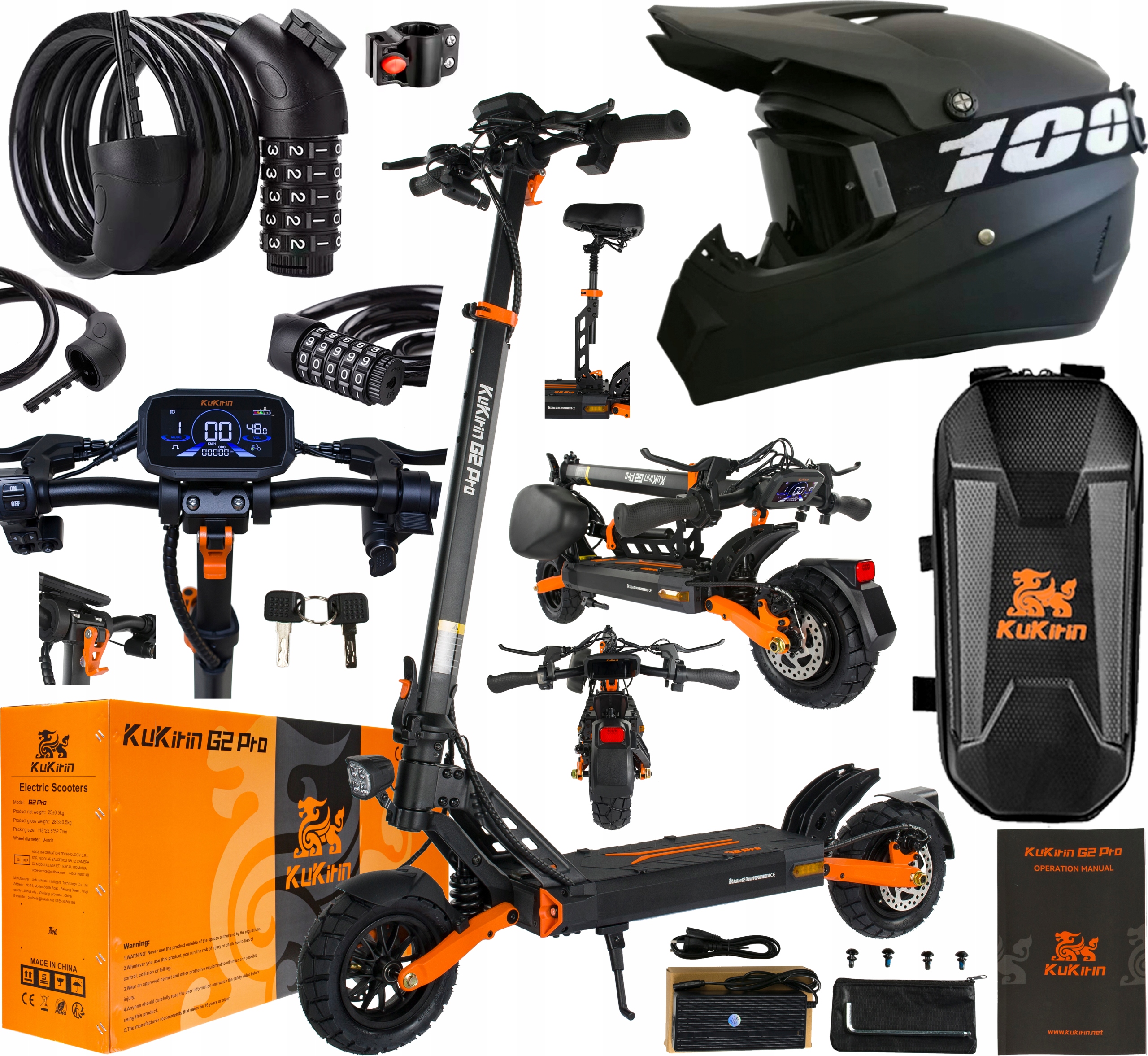 KuKirin G2 Pro Składany Terenowy 600W 48V 15.6AH 45KM/H 9" Meski/Damski Pl