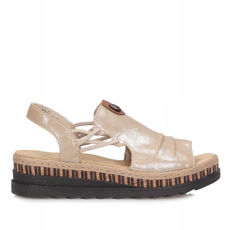 Dámské sandály Rieker V7972-60 béžové, nazouvací na platformě