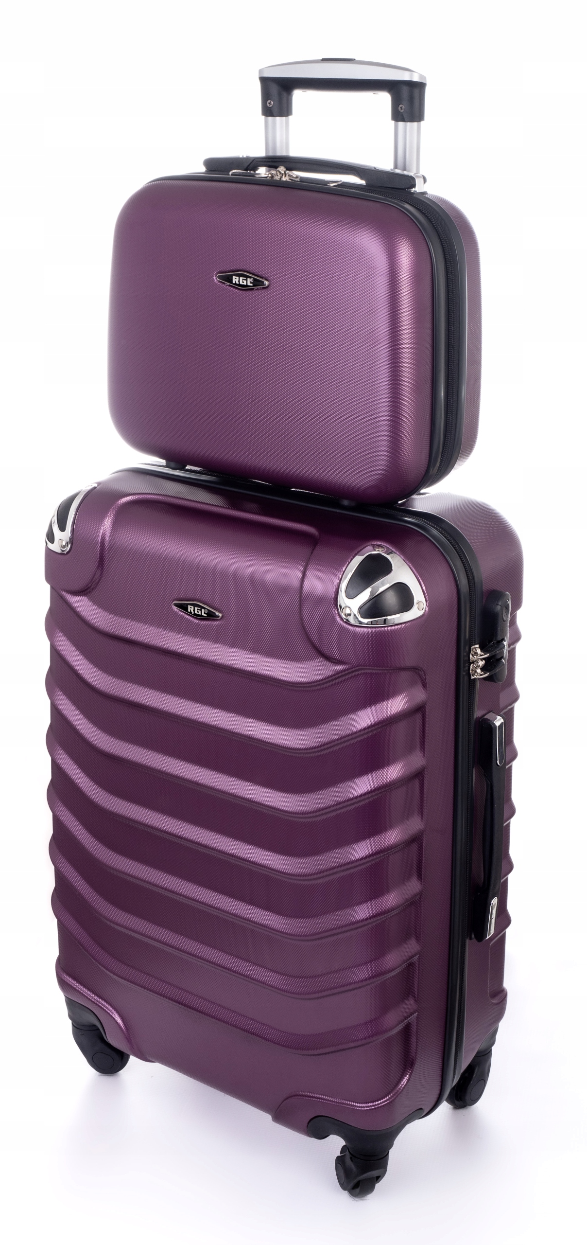 ZESTAW RGL 2w1 ŚREDNIA WALIZKA PODRÓŻNA + KUFEREK BAGAŻ ORGANIZER Wysokość 65 cm