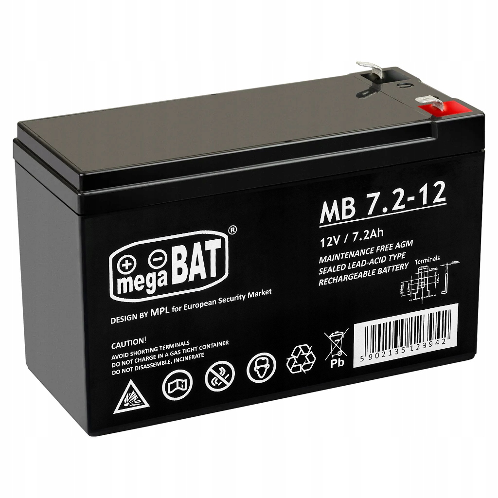 Akumulator Bezobsługowy megaBAT 12V 7.2Ah Ups Alarm