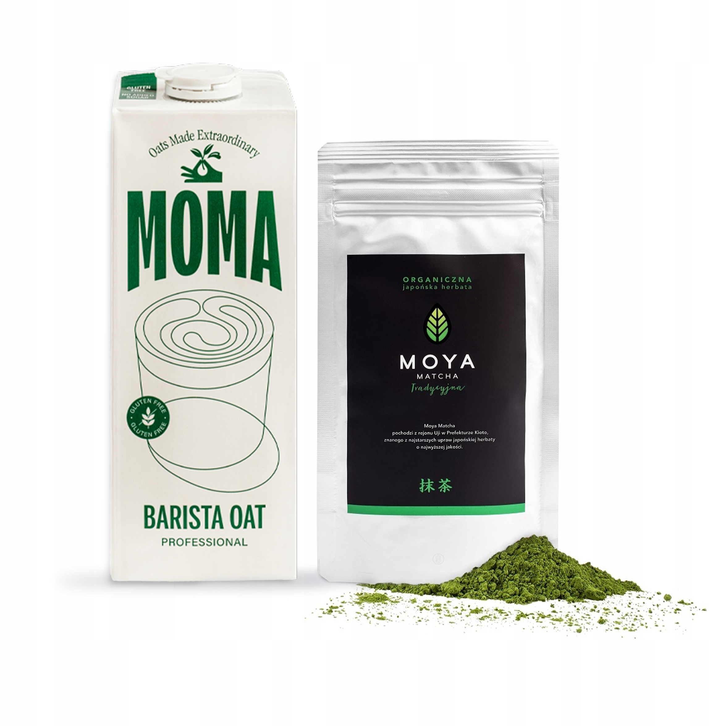 Zestaw Moya Matcha Tradycyjna 100g Moma Napój owsiany Barista