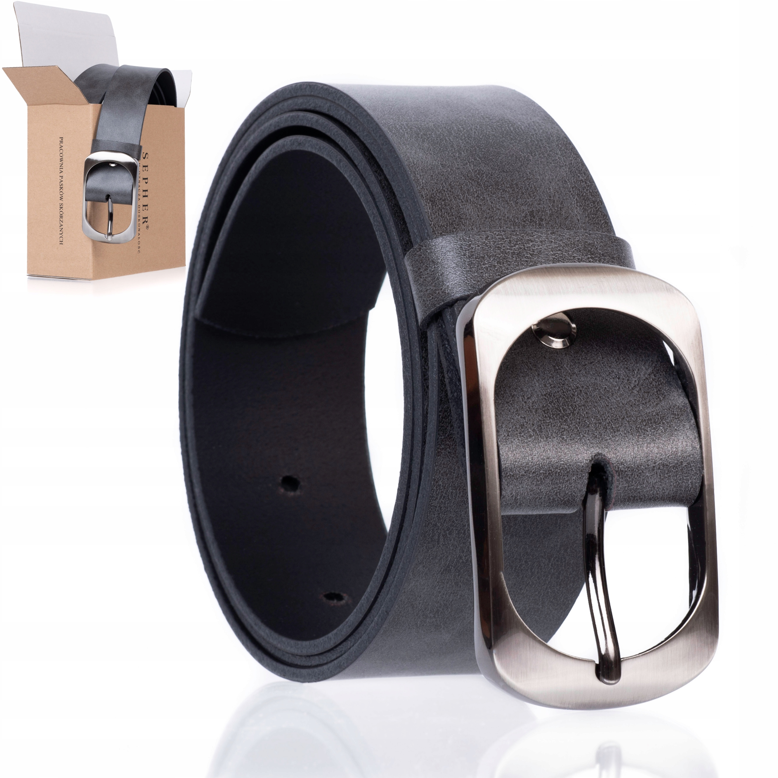 

Pasek skórzany Sepher Classic 4cm Ciemnoszary |105