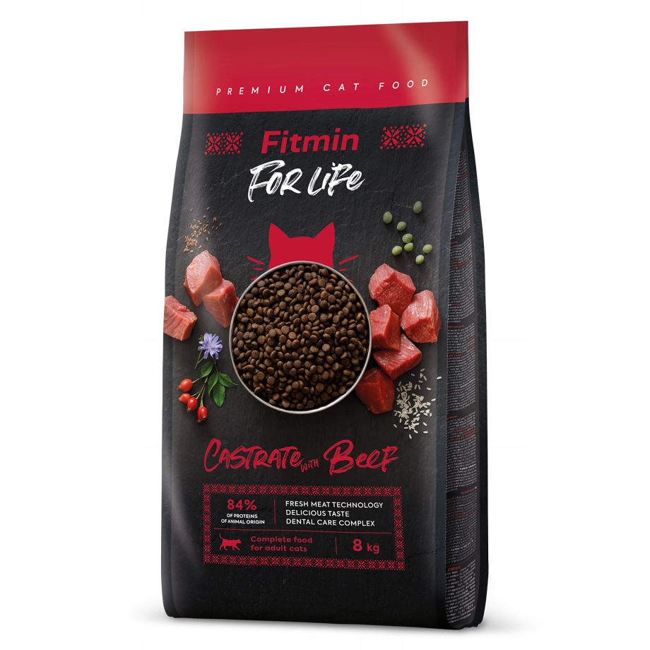 Fitmin For Life Castrate 8kg Suché Krmivo z hovězího masa pro kastrované kočky