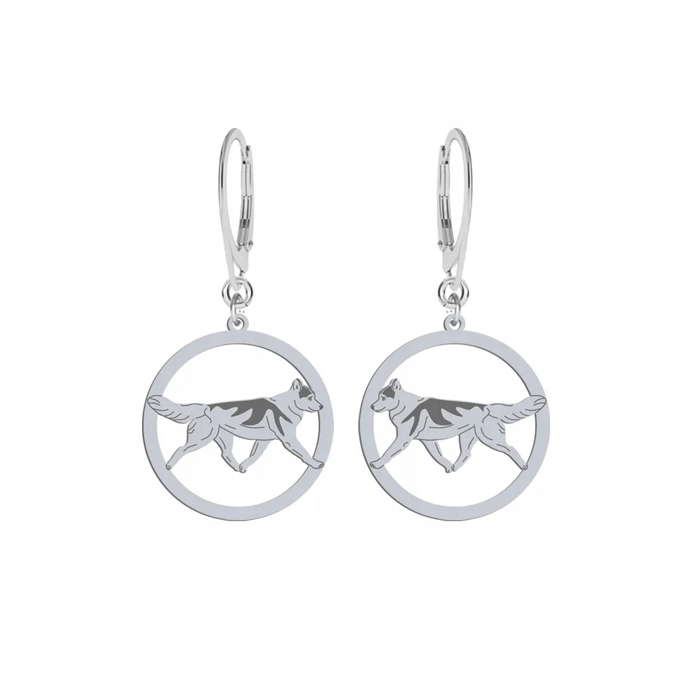 Stříbrné Náušnice ze sibiřské husky 925 Šperky jako Dárek Gravírování Bonus