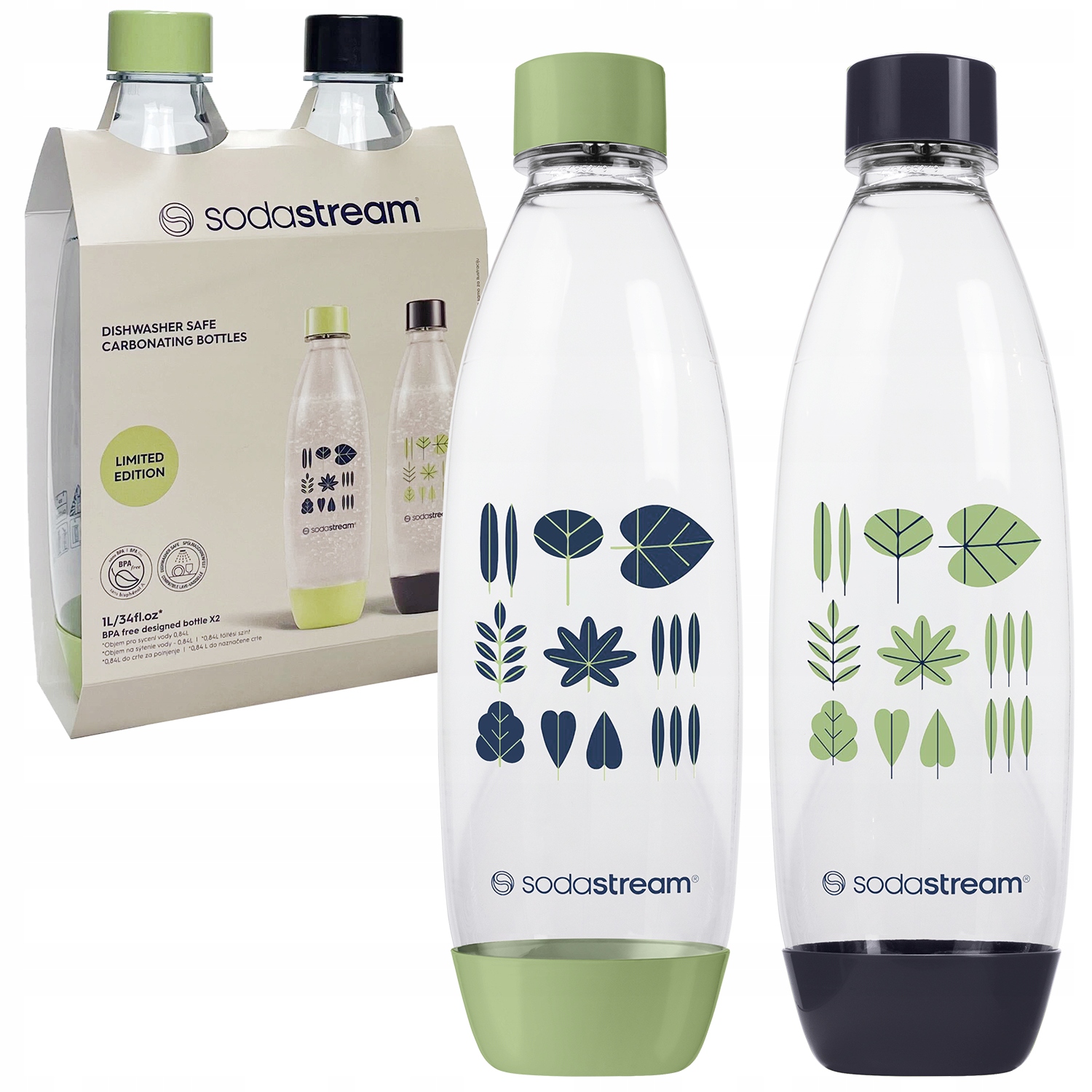 Zestaw Butelek 2x1l Do Saturatora!!! SodaStream Do Mycia W Zmywarce
