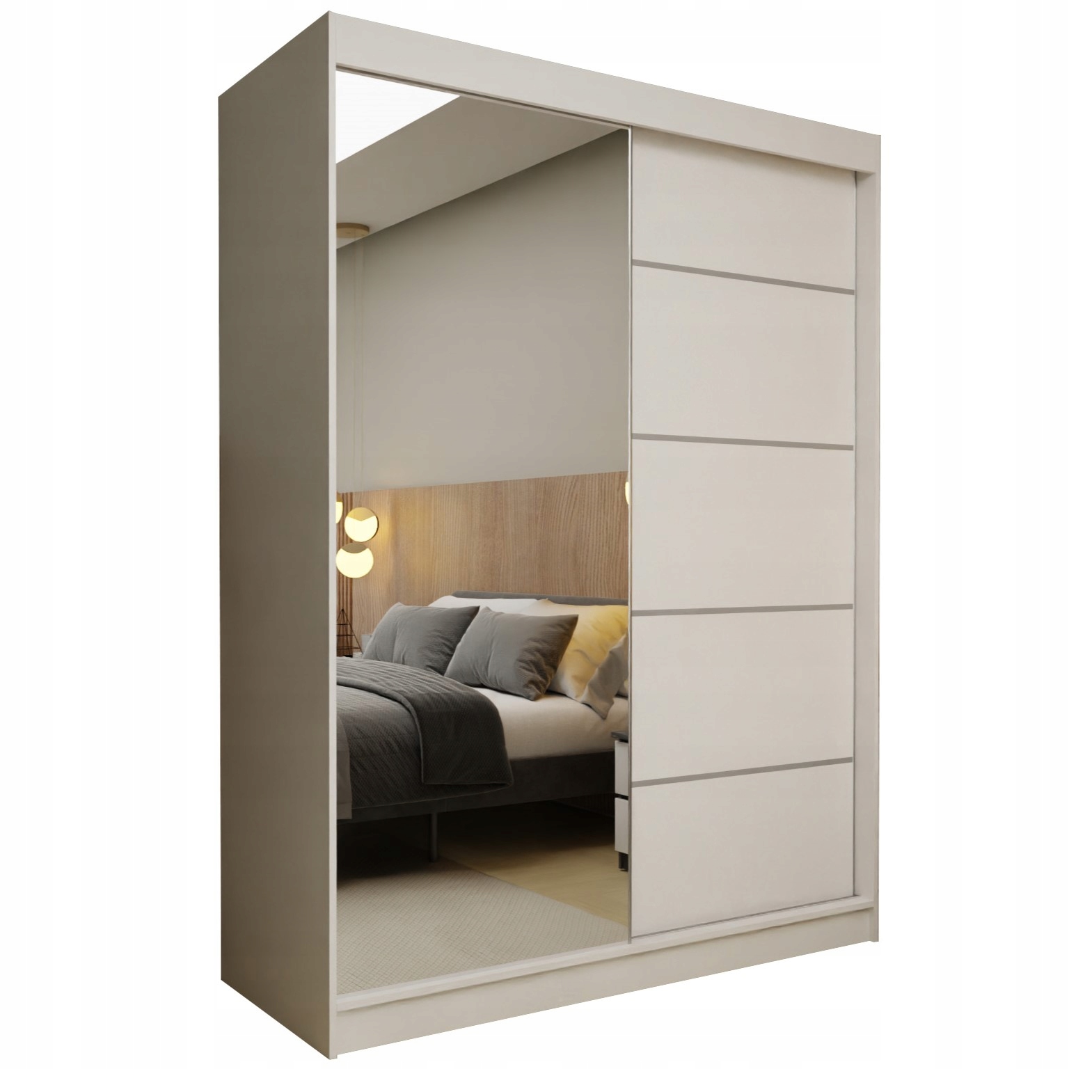 Skříň Posuvná Mirella 150 cm se zrcadlem Skříň Dvoudveřová Bílá