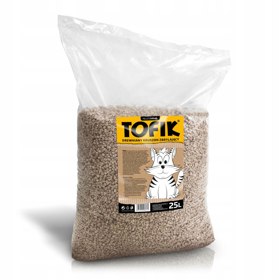 Levně Stelivo hrudkující Tofik Pelletsfarm 25 l, dřevěné, hygienické, výkon 13 kg