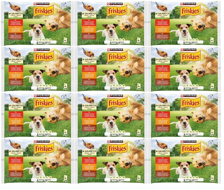Friskies Adult karma mokra dla psa mix smaków mięso w galaretce 48x85g