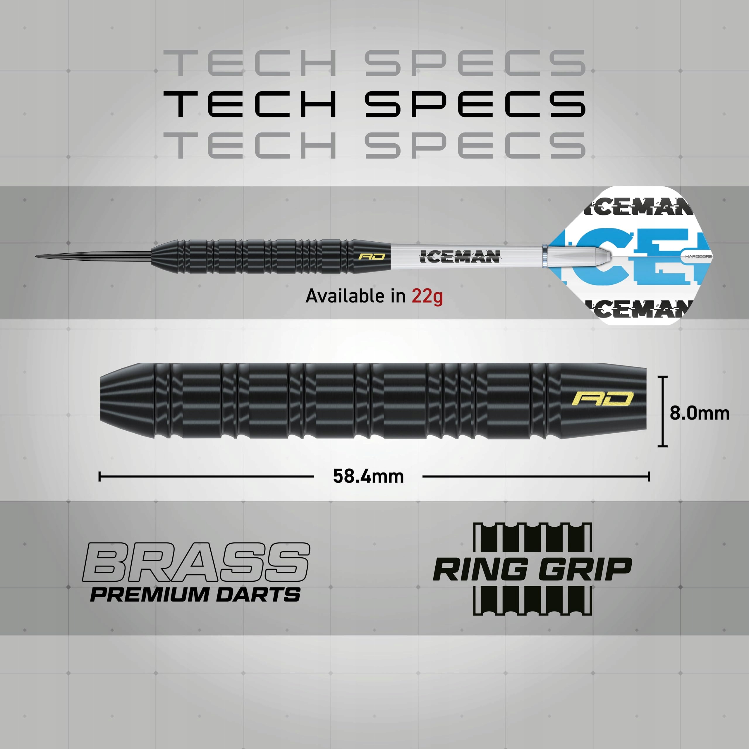 RED DRAGON Zestaw Darts Gerwyn Price Iceman 50 Elementów 22g Steeltip — miniatura 4
