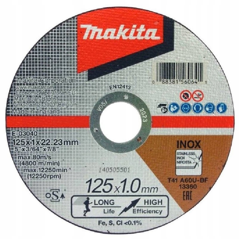 

Tarcza tnąca extra cienka 125x1x22mm Inox E-03040