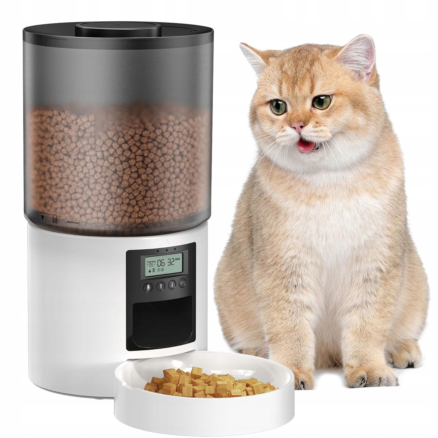 Levně 4 L Automatický Podavač Krmiva S Časovačem, Plastová Miska Pro Nahrávání 10 S