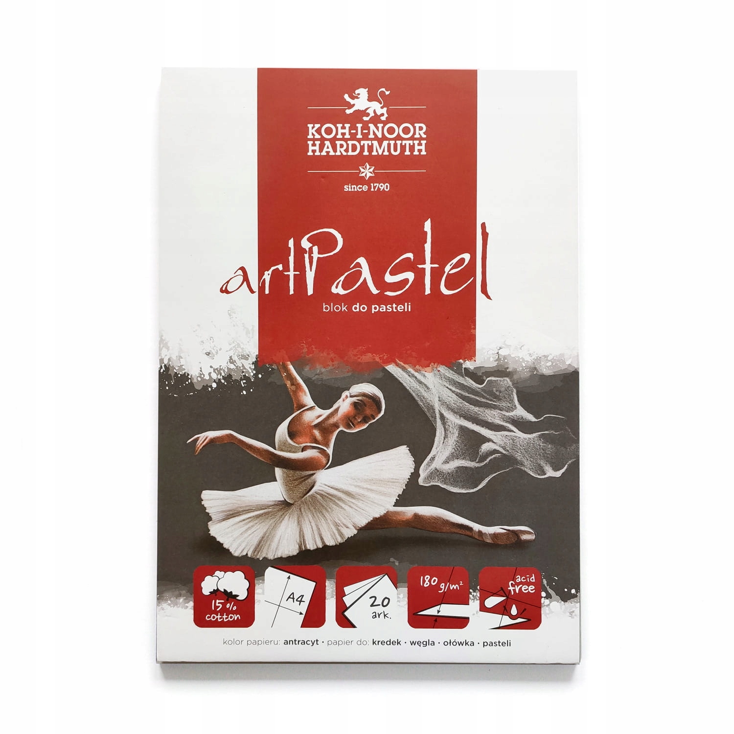 Blok do pasteli Koh-I-Noor ArtPastel A4 180 g 20 k antracyt