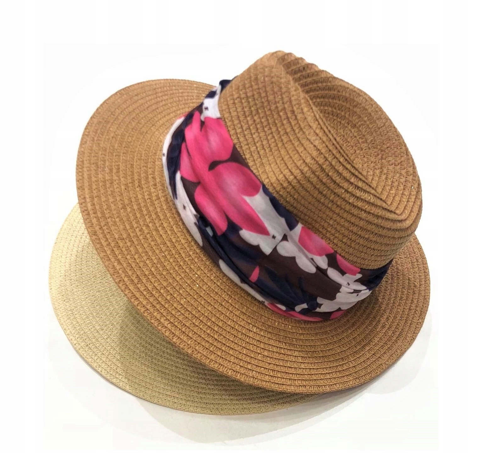KAPELUSZ DAMSKI słomkowy z ozdobną opaską