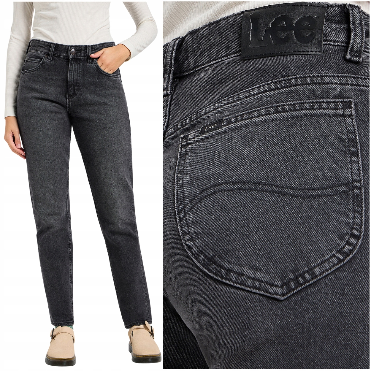 Lee Rider Jeans Black šedé lehce zúžené dámské džínové kalhoty W28 L31