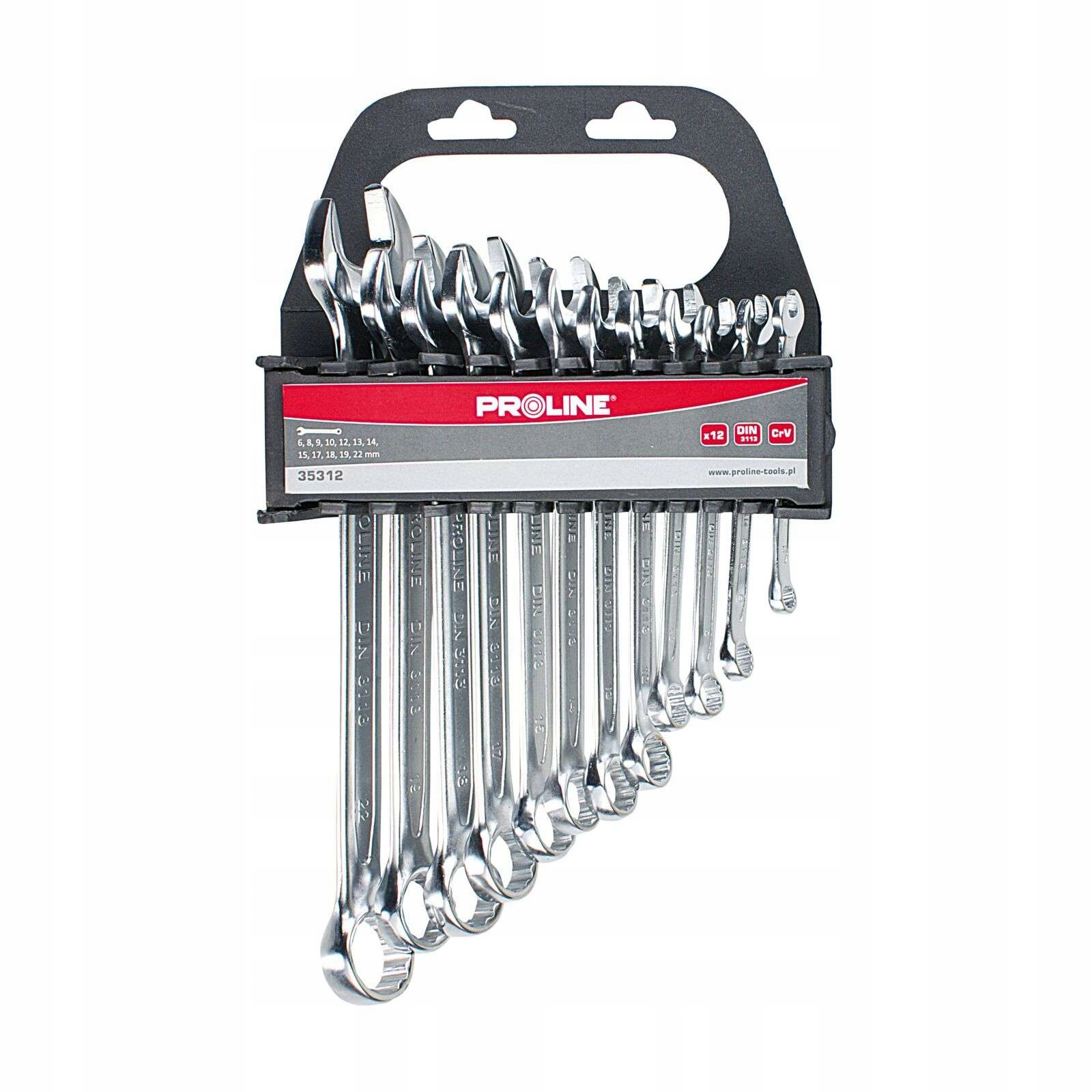 Proline Klucze oczkowo-płaskie 6mm 22mm CV DIN3113 zestaw 12 elementów