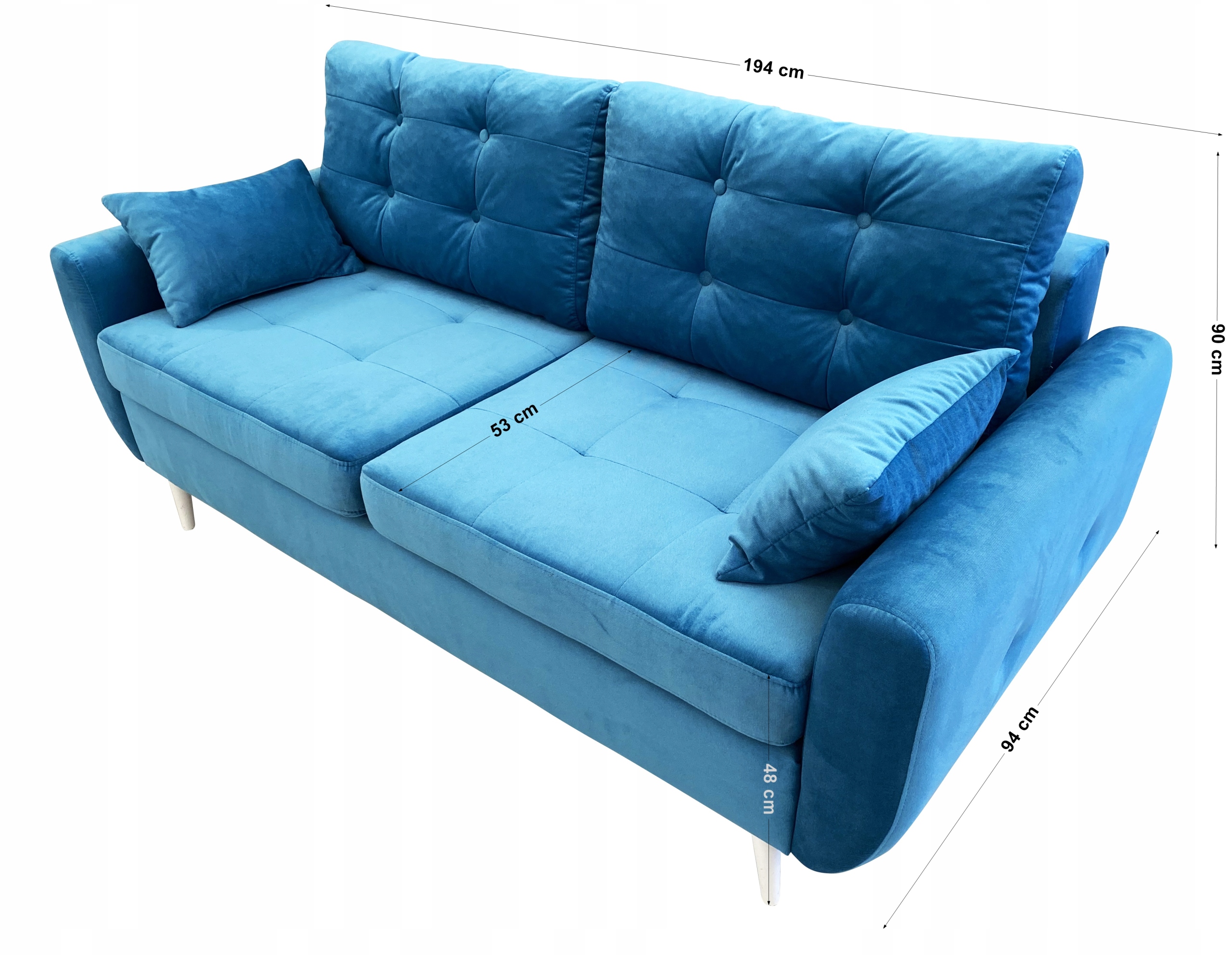 SOFA KANAPA 2 OS. BERG STYL SKANDYNAWSKI F.SPANIA Wysokość mebla 90 cm