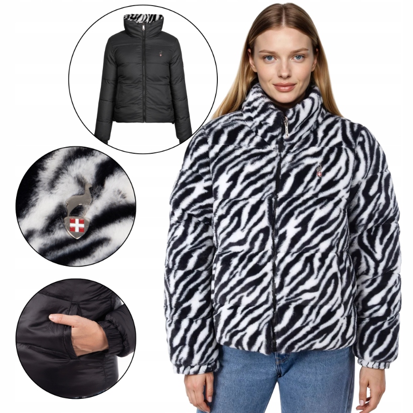 Dámská oboustranná bunda Aulp Verev Teplá Péřová s XXL vzorem