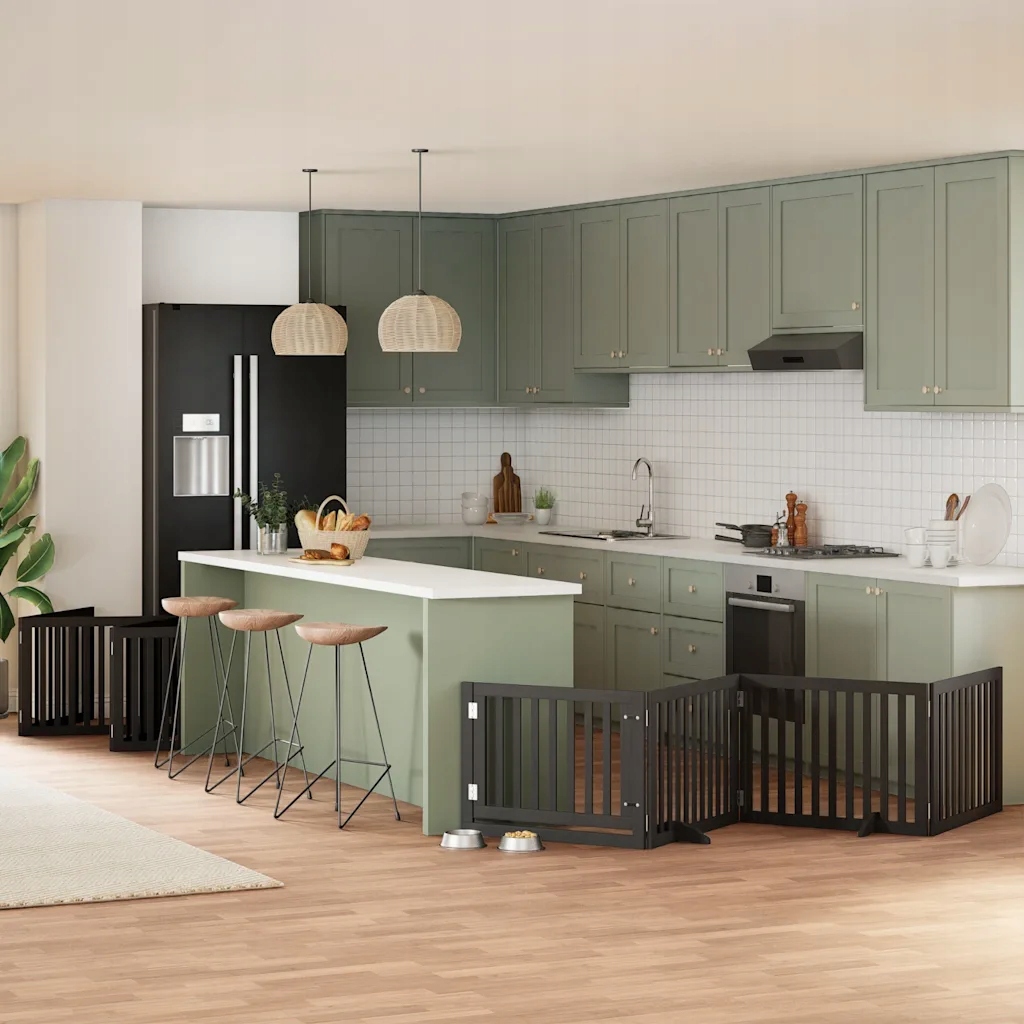 Levně Zábrana pro psy s dvířky skládací 10 panelů černá 800 cm topol Černý 315568