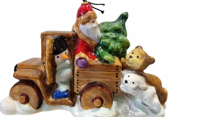 Vianočná Guľa Drevené Auto So Zvieratkami