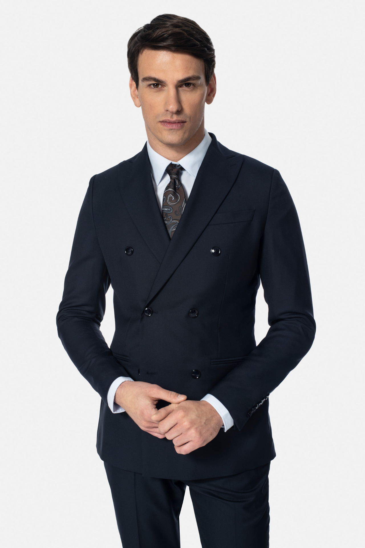 Marynarka Męska Winod Granatowa Slim Fit Dwurzędowa Z Wełną 108 176