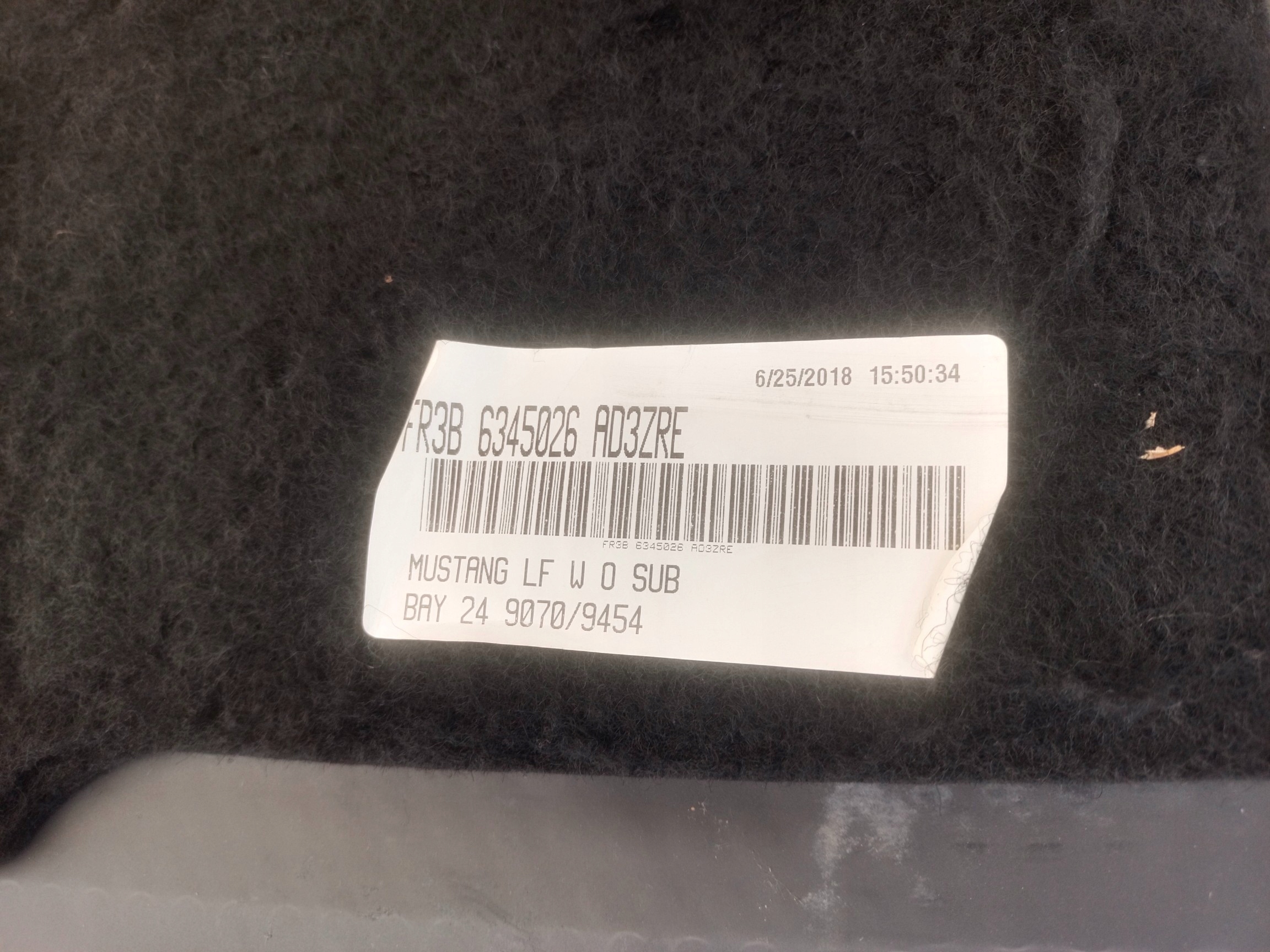 Ford Mustang 15- floor mats boot FR3B-6345026-AD USA