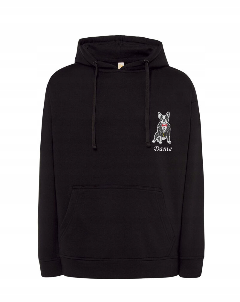 Mikina S Bostonským Teriérem Jméno Psa Výšivka Přes Velikost Černá XXL Dárek K Narozeninám