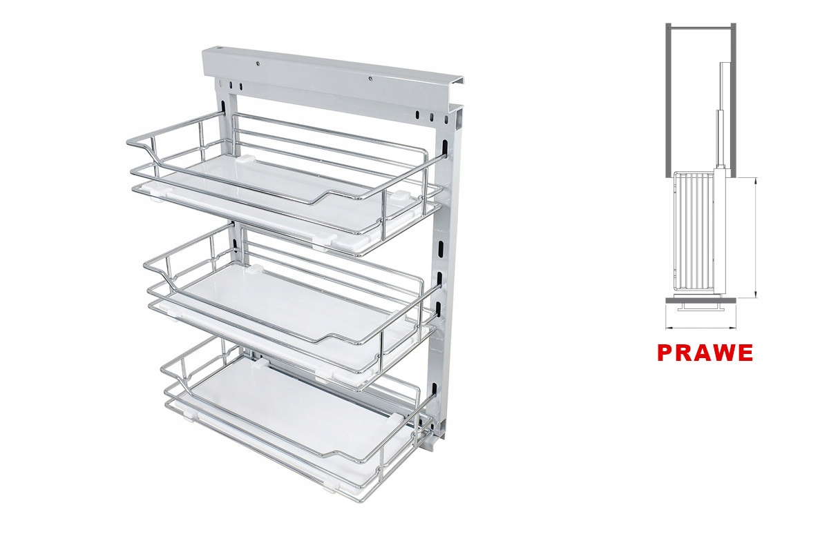Cargo do skrinky35 Biele dno 3-úrovňové tandem blum plný výsuv bočné pravé