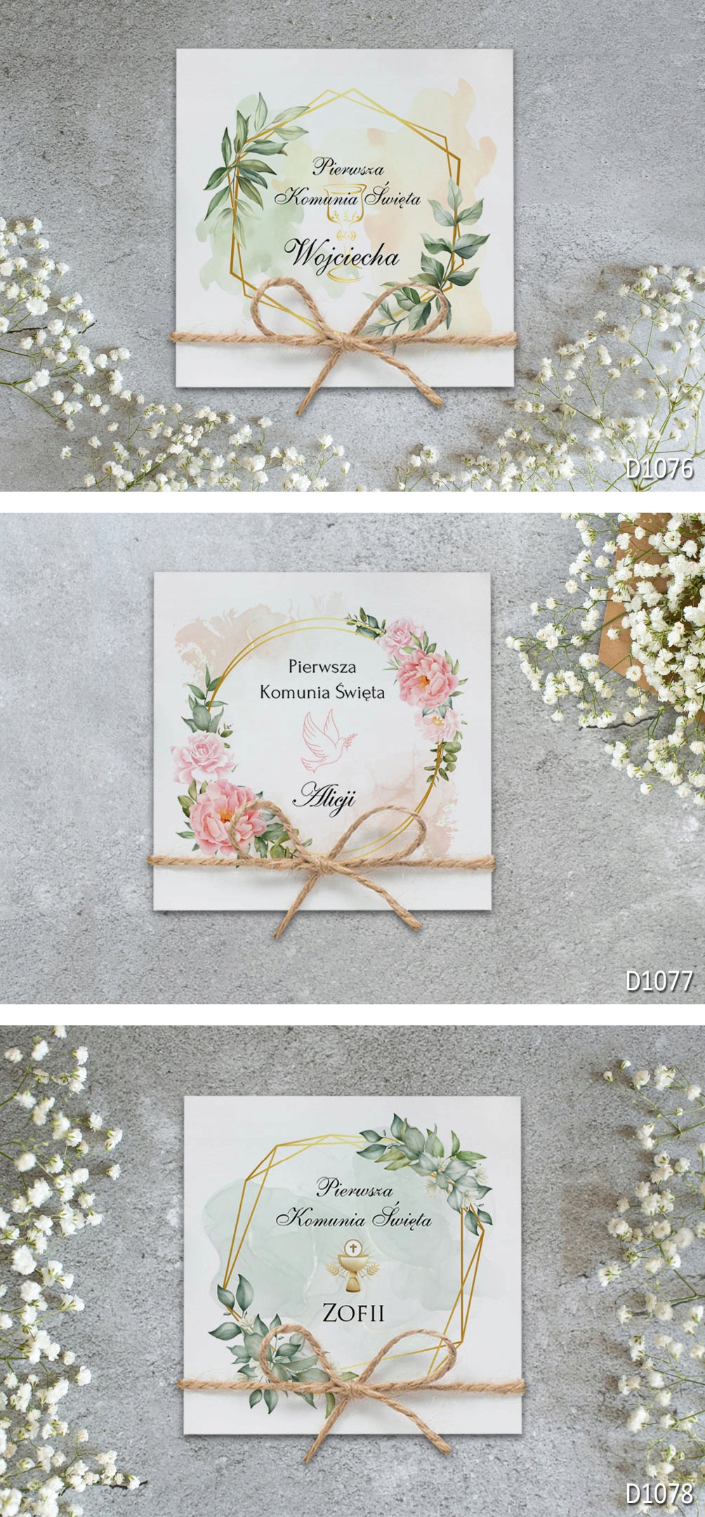 Zaproszenia na Pierwszą Komunię Świętą komunijne PERSONALIZOWANE+ GRATIS Kolor wielokolorowy