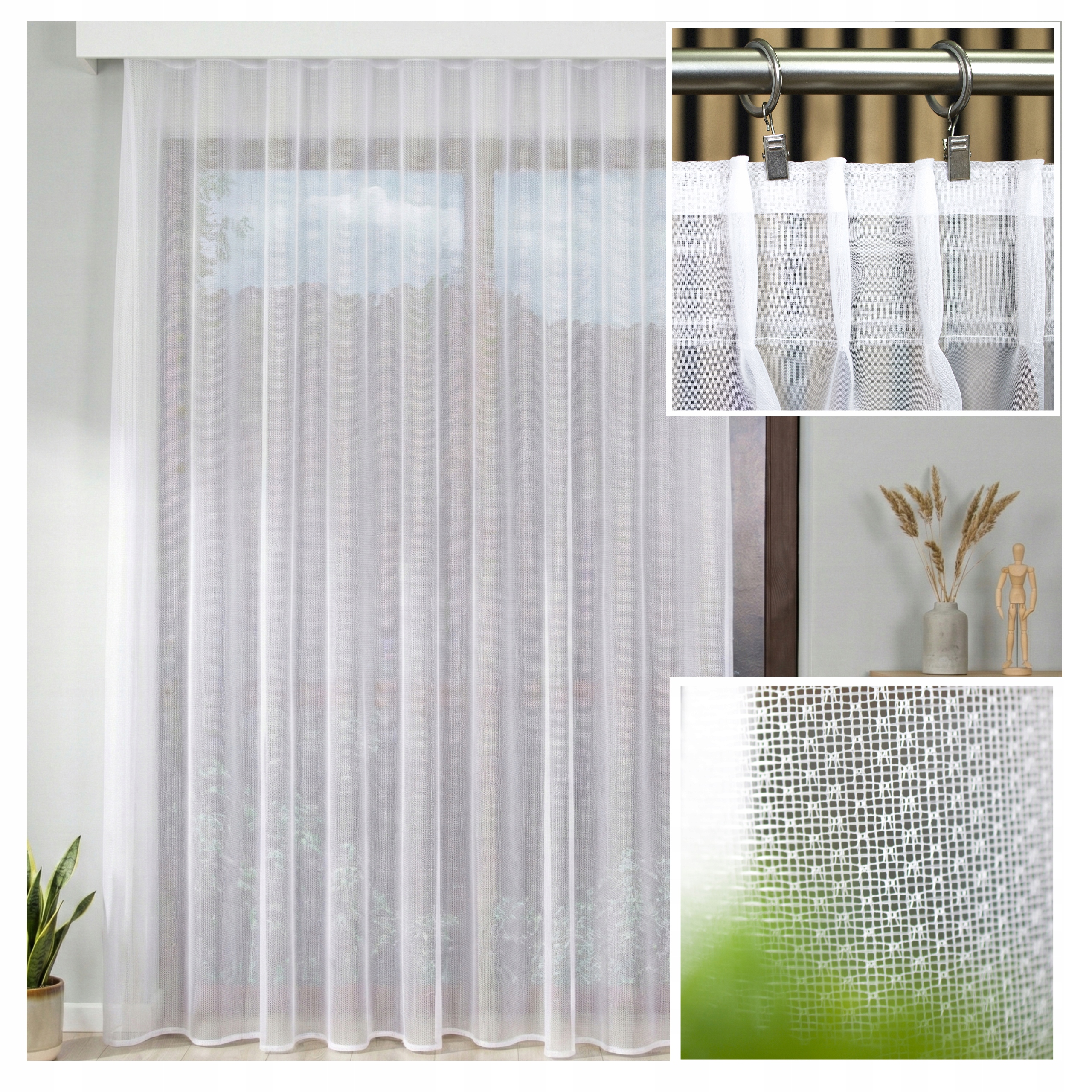 Hotová Záclona Skandinávský Žakár Sonia Bez Žehlení 550x255 Žabky Pokoj