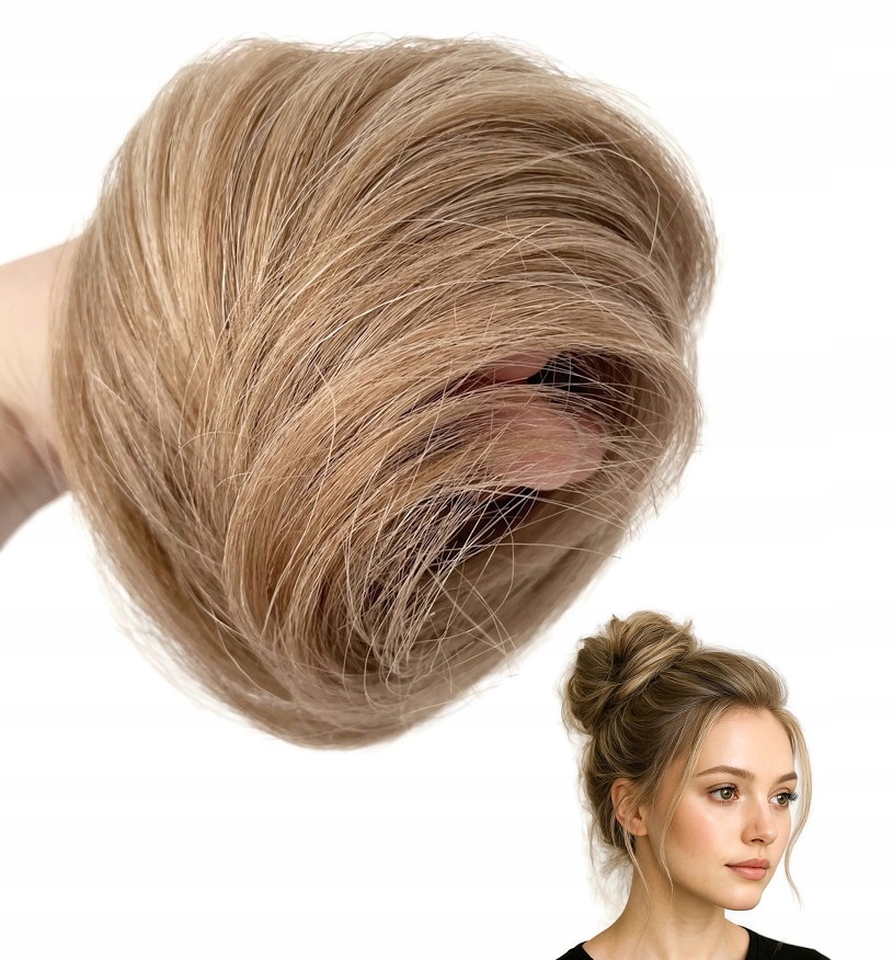 Doczepiany Kok na gumce Włosy 100% Naturalne treska Gęsty różne