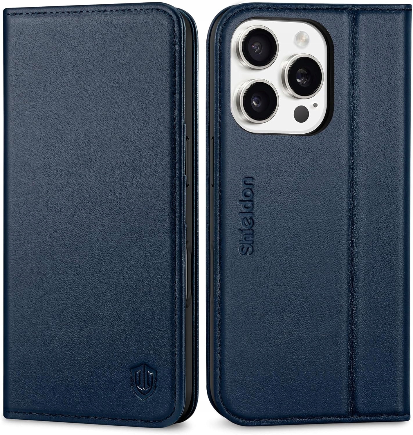 Kožené flipové pouzdro na Rfid karty pro iPhone 16 Pro 6,3" Hovězí Kůže