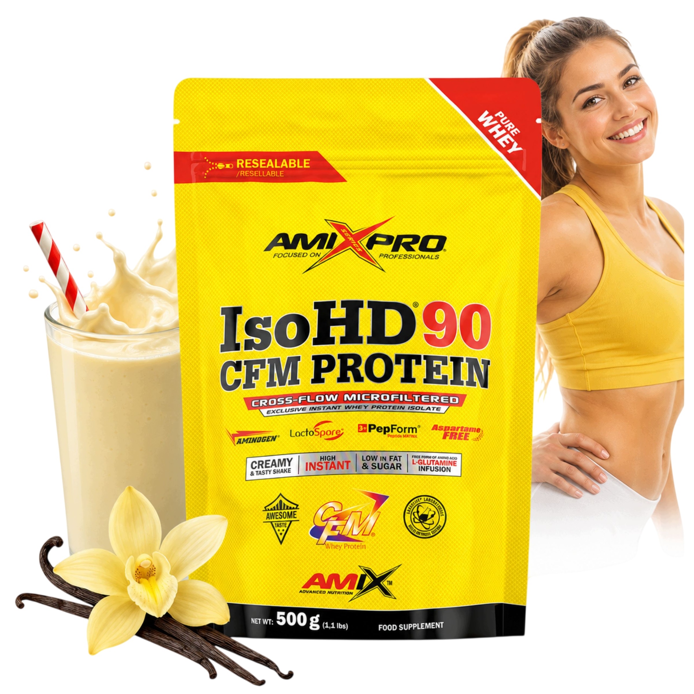 Proteinový Izolát Syrovátky Vanilkový protein Keto Whey Protein Isolate WPi 500 g