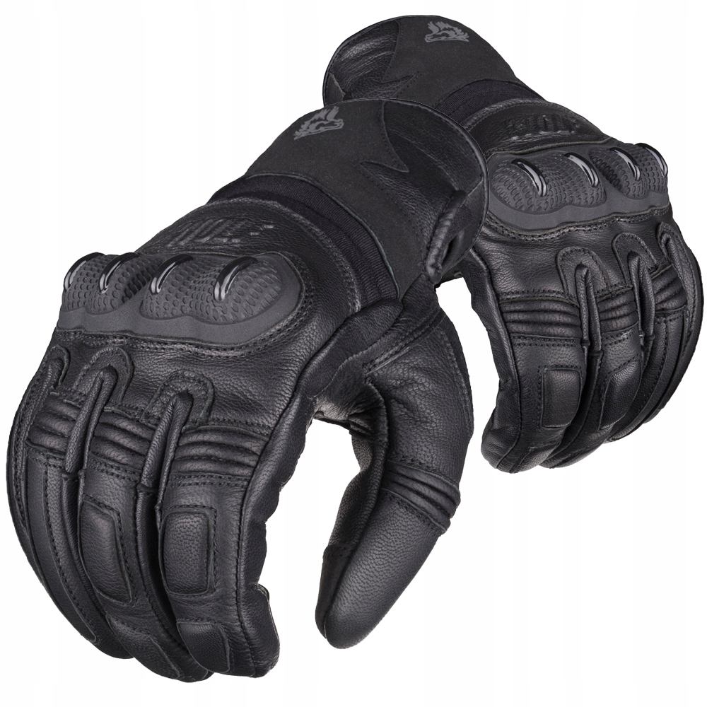 Wolf Rękawice Motocyklowe Męskie Skórzane Panel Dotykowy Leto Czarne 2XL